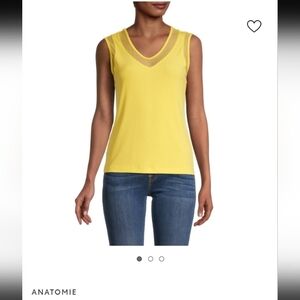 Anatomie Jackson Mesh Tank Top | Yellow | Size M | Sleeveless Travel Tank